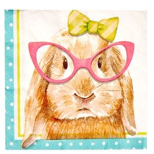Creative Converting Bunny Rabbit Glasses Luncheon Napkins, 16 ct